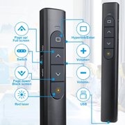 Double head Wireless Presenter Remote, Presentation Clicker with Hyperlink & Volume Remote Control PowerPoint Office Presentation Clicker for Keynote/PPT/Mac/PC/Laptop -1Pack