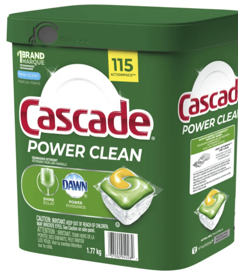 Cascade Power Clean Dishwasher Detergent Fresh Scent ActionPacs, 115-Count, 1.77Kg