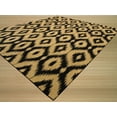 thumbnail image 4 of Tapis en Laine Noire Tufté à la Main Ikat Doré, 4 of 5