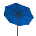 thumbnail image 3 of SAFAVIEH Cannes 9' Market Push Wooden Patio Umbrella, Pacific Blue, 3 of 5