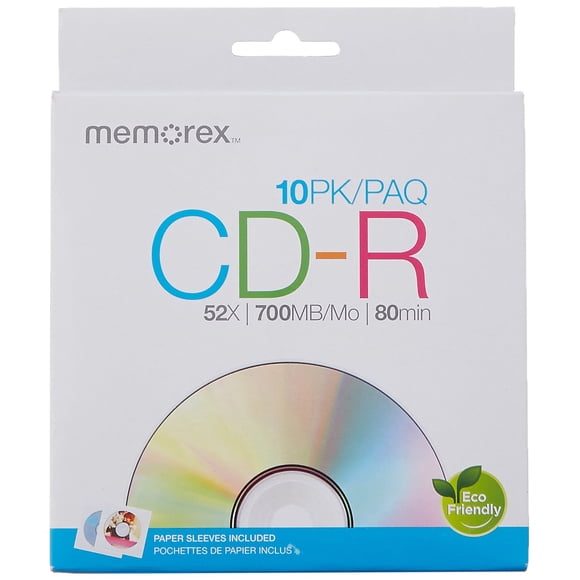 CD-R Memorex Value Added 700 MB/80 minutos, 52 veces, paquete de 10