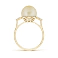 thumbnail image 2 of Angara Golden South Sea Cultured Pearl Ring with Trio Diamonds in 14K Yellow Gold for Women | June Birthstone Jewelry for Her, 2 of 8