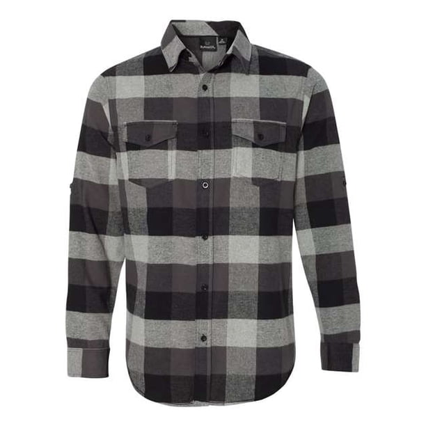 Burnside Camisa de franela de manga larga teñida en hilo para hombre, Negro, L BURNSIDE 8210