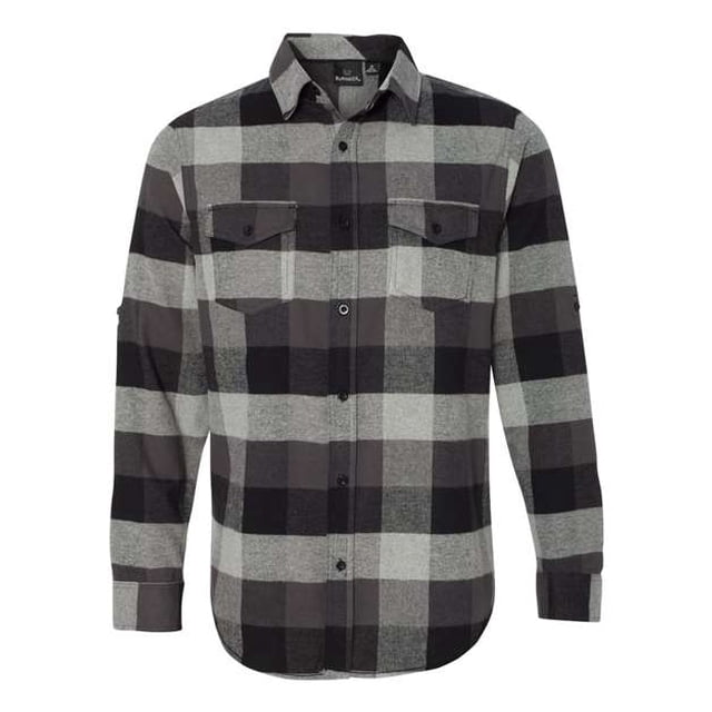 Burnside Camisa de franela de manga larga teñida en hilo para hombre, Negro, M BURNSIDE 8210