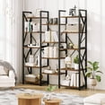 thumbnail image 6 of Danolapsi Triple Wide 5 Tier Book Shelf,Rustic Industrial Style Book Shelves with Open Display Shelves,Modern Bookcases and Bookshelves Furniture for Bedroom,Living Room and Home Office, 6 of 7