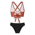 thumbnail image 4 of Bosfbaoi Swimsuit for Women 2-Piece High Waisted Bikini Set Twist Front Crisscross Back Top Classic Brief Bottom Regular Solid Bikini Sets for Women, 4 of 6