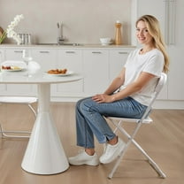 4 Pack Heavy Duty Foldable Plastic Chairs with Reinforced Metal Frame – Portable, Stackable Indoor & Outdoor Seating for Home, Parties, Gardens, and Events (White)