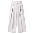 thumbnail image 4 of COMVALUE Men's Summer Pleated Linen Wide Leg Pants Loose Fit Draped Retro Casual Trousers (White, S), 4 of 4