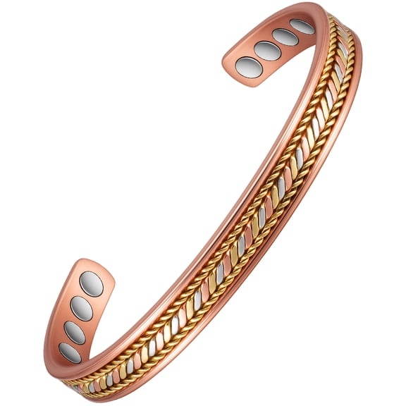 6.5'' Tri Tone Fashion Pure Copper Magnetic Bracelet for Women
