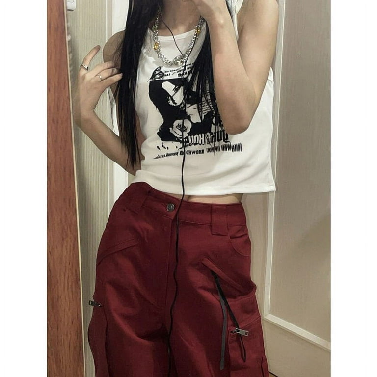 Ycnychchy Y2k Grunge Print Sleeveless Sexy Tank Top for Women Ribbed Knit Vest Streetwear Aesthetic Clothing Female Crop Top Women 2000s, Women's, Ycnychchy Y2k Grunge Print Sleeveless Sexy Tank Top for Women Ribbed Knit Vest Streetwear Aesthetic Clothing Female Crop Top Women 2000s, Women's,