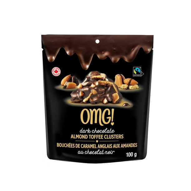OMG! Dark Chocolate Almond Toffee Clusters, 100 g, Dark Choc, Almonds
