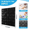 thumbnail image 2 of Paneles de pared Circloophs 20 piezas ladrillo negro 3D de espuma, 2 of 9