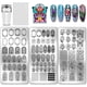 thumbnail image 1 of Juego de 3 placas de estampado de uñas con diseño de ventana floral, plantillas de arte de uñas en vidrio con tulipanes, rosas y margaritas, plantillas para manicura con mariposas., 1 of 7