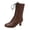Q-327 Coffee, variant on Q-327 Wine Ladies High Heel Winter Boots Lace Up Round Toe Back Zipper Ankle Casual Chunky Heel Womens
