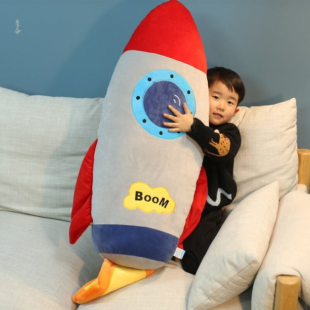 Plush Toy Rocket Pillow Children Boys Dolls Sleeping Clip-On Beds Sleeping Boys and Girls Gifts Home Decoration zhangmengya LED