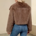 thumbnail image 6 of Womens Winter Faux Fur Coats Fleece Cropped Jacket Lapel Open Front Long Sleeve Shaggy Warm Outerwear Fall Clothes, 6 of 7