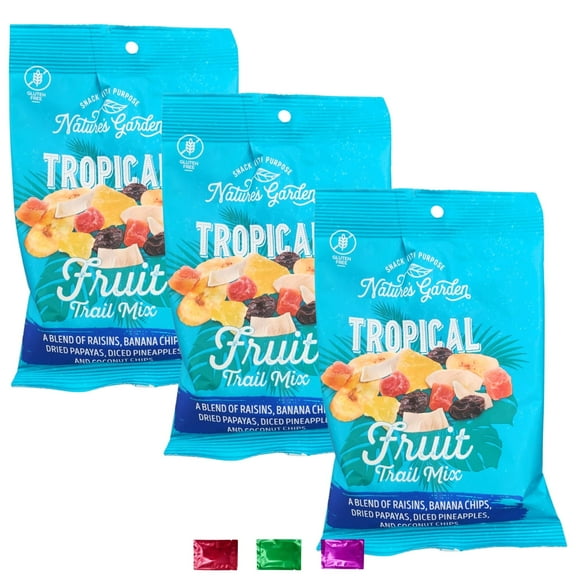Nature's Garden Tropical Fruit Trail Mix Snack 4 Oz 3 Pack, Healthy Dried Fruit Blend On-the-Go Snacking with Snoep in Beperkte Oplage