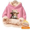 thumbnail image 4 of Byoo Boy Lined Hooded Sweatshirt Classic Cute Cow Printing Full Sleeve Unisex Hoodie Kids Winter Pullover Top,Pink, 4 of 5