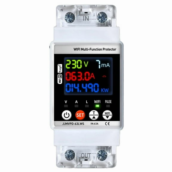 WiFi Smart Power Meter 63A Automatic Reclosing Protector Digital KWH Leakage Current Voltage Monitor Controller