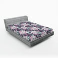 thumbnail image 2 of Ambesonne Abstract Floral Fitted Sheet, Art Fantasy Flowers, Full Size, Dark Fuchsia and Pale Pink, 2 of 5