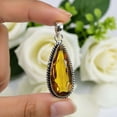 thumbnail image 2 of SATYAVIE JEWELLERY Honey Quartz Teardrop Pendant in 925 Sterling Silver – Pear Cut Golden Yellow Gemstone Necklace Chrom for Women, 2 of 6