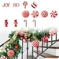 thumbnail image 2 of BinKFF Christmas Decoration - 12 Pieces Wooden Candy Cane Ornaments for Christmas Tree Decor - Red Peppermint Lollipop Hanging Decorations for Holiday Home Party, 2 of 9