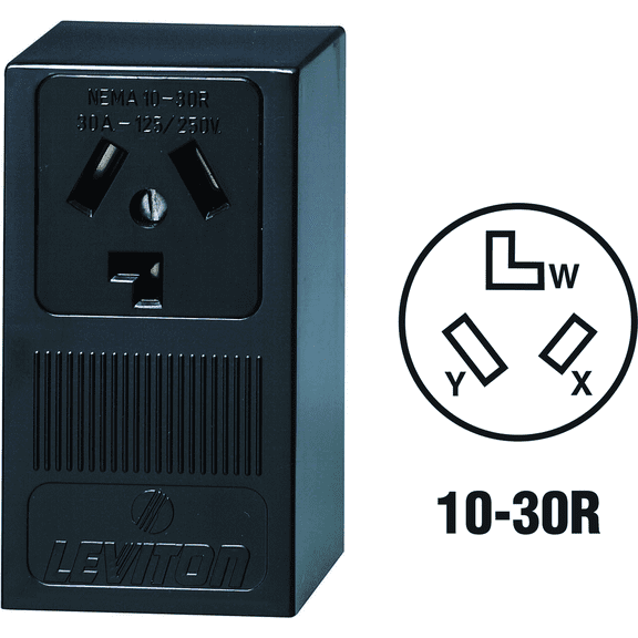 Leviton 30A Duplex Receptacle in Black — UL Listed for US Residential Electrical Code Compliance, Drop-in NEC-Standard Wiring