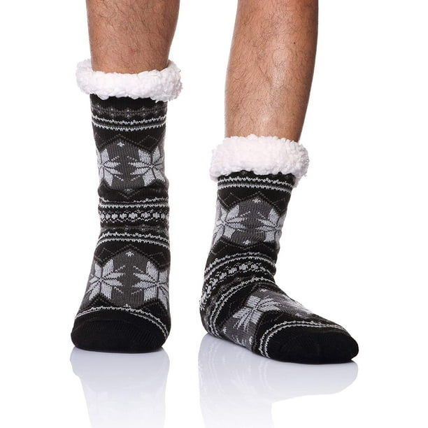 Chaussettes en tricot pour homme avec doublure en polaire thermique pour  l'hiver 