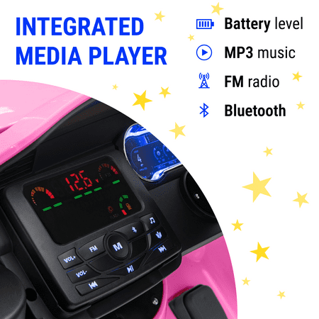 Ford Mustang Kids Ride On Car 24V w/ Remote Control, MP3, 3 Speeds, Rubber Tires, LED Lights - Pink
