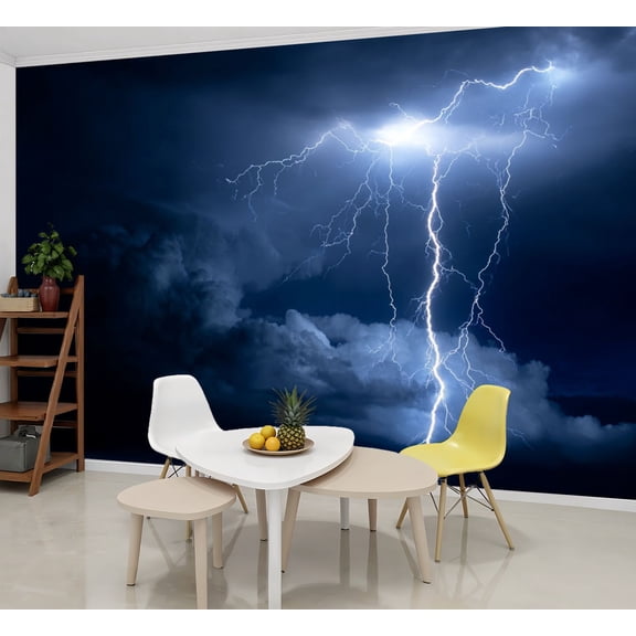 Wallpaper Summer storm bringing lightnings rain Peel and Stick Wall Murals 69"H x 96"W Removable PVC Wall Paper Self-Adhesive Wall Paintings Art Decor for Bedroom Living Room