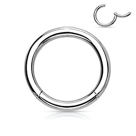 Tribal Septum Ring Fake 16G (8mm) Silvertone Nose Hoop Clicker Surgical Steel Seamless Hinged Septum Helix Earring Piercing Ring ()