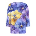 thumbnail image 4 of Fiudx Liquidación de Ofertas Flash Blusa de Manga 3/4 Corta Estampada a La Moda para Mujer, Blusa Informal con Cuello Redondo, 4 of 5
