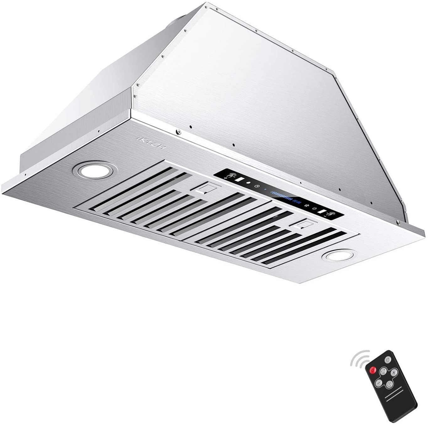 Stainless Steel Kitchen Vent Hood with 4 speed & Touch Control,2 Pcs Adjustable Lights and 3 Pcs Baffle Filters,Ducted/Ductless Convertible Duct Iamsii built-in insert Range Hood 36 inch 900CFM 
