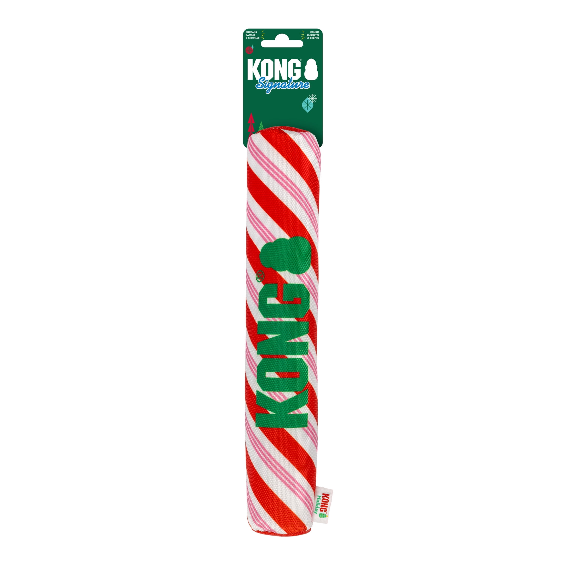 KONG® Holiday Signature Stick Dog Toy, Candy Cane, Medium