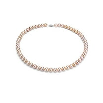 ADDURN Ultra-Luster 7-8mm Pink Genuine Cultured Freshwater Pearl 18" Necklace and Sterling Silver Filigree Clasp