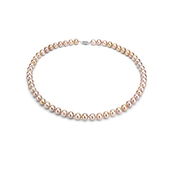 ADDURN Ultra-Luster 7-8mm Pink Genuine Cultured Freshwater Pearl 18" Necklace and Sterling Silver Filigree Clasp