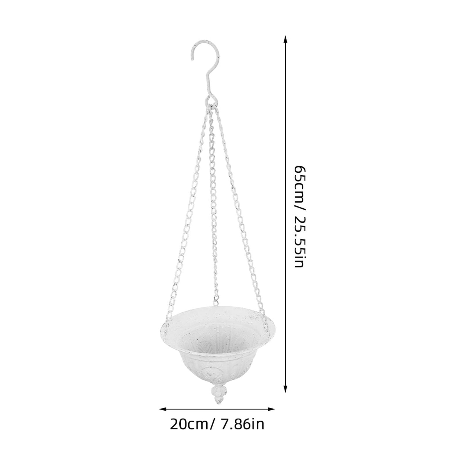 OUNONA White Iron Hanging Planter with Chain, Farmhouse Style Wall Mounted Flower Pot for Indoor Outdoor Decor