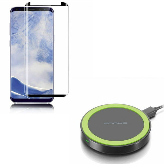 Compatible With Samsung Galaxy S9 - Matte Tempered Glass Screen Protector Anti-Glare w 10W Fast Wireless Charger Charging Compact Pad