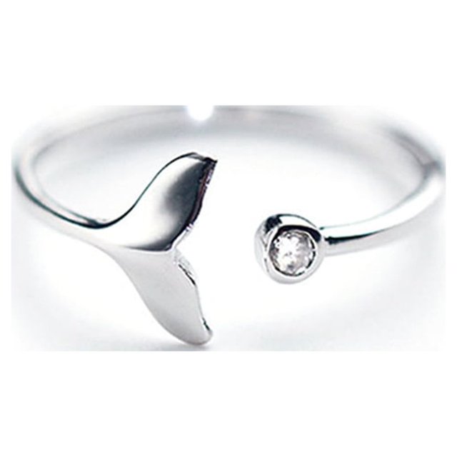 HLONK ✪ Exquisite Whale Tail Plain Band Ring Romantic Adjustable Opening Lover Rings 925 Sterling Silver Solid Ring Jewelry Gift