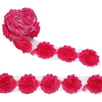 5 Yards 2.5 Inch Hot Pink Chiffon Rose Lace Trim Lace Trim Applique Trimming Craft for Sewing Wedding Dress Decoration Accessories