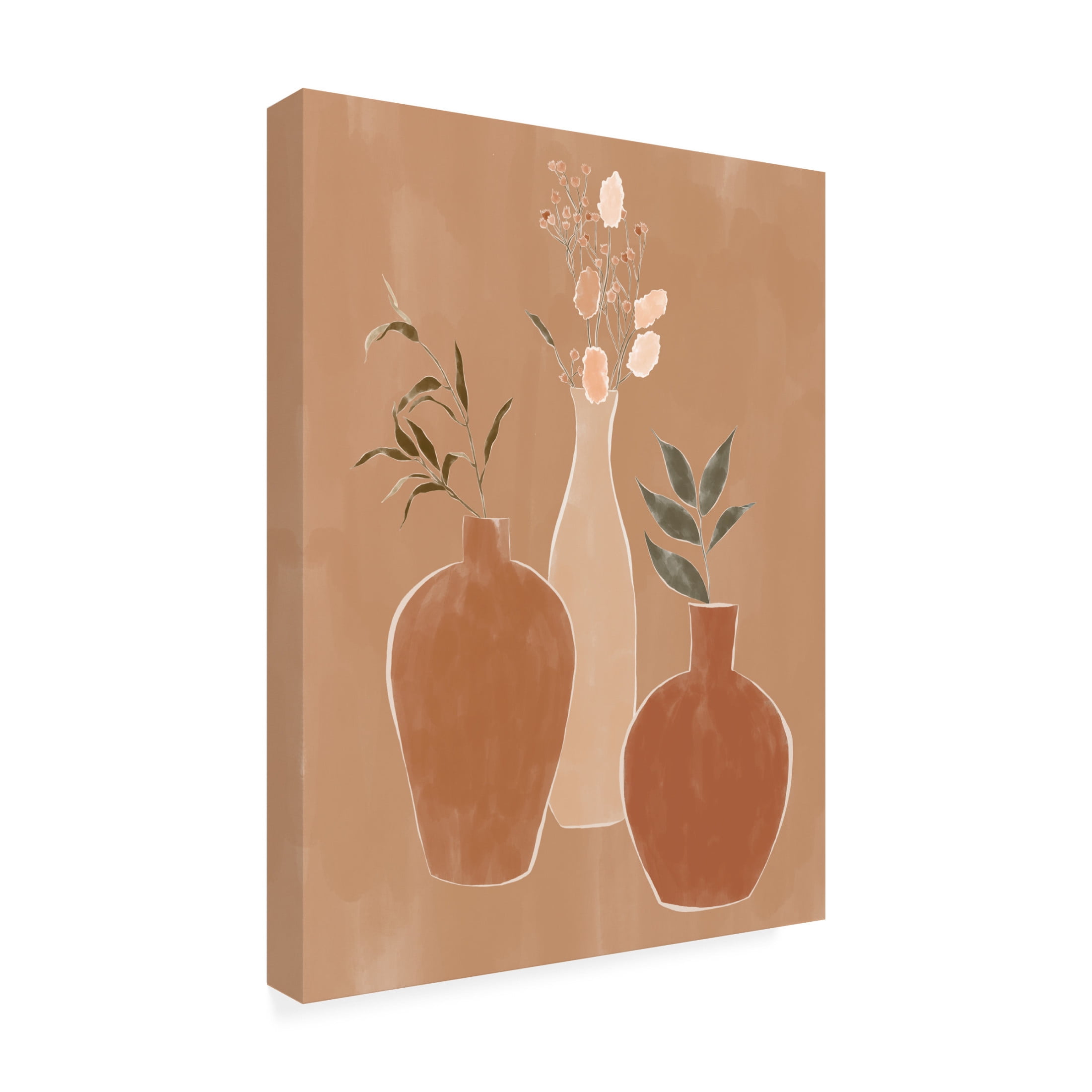Trademark Fine Art Ivy Green Illustrations Set of Flower Vases Canvas Wall Art