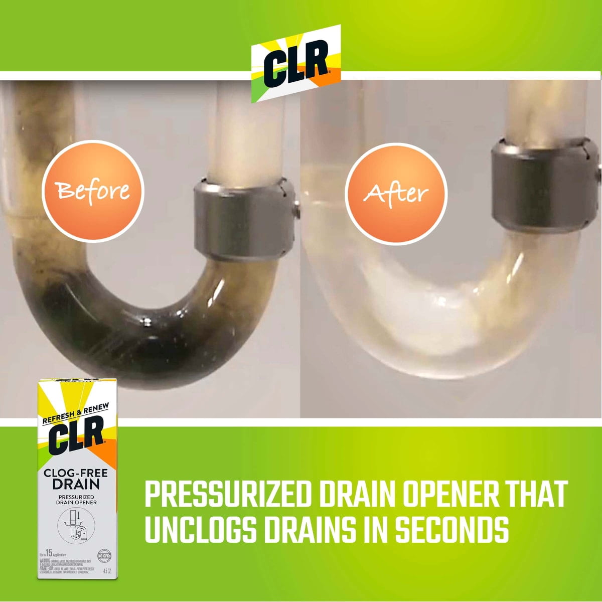 CLR Brand Clog-Free Drain Opener, Chemical-Free Pressurized Air Canister, 4.5 oz (1 Pack)