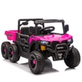 thumbnail image 2 of iRerts 24V Electric Ride on Dump Truck, 4WD Powered Ride on Car with Remote Control, 6 Wheel Suspension, Electric Dump Bed, Bluetooth Music, LED Light, Toddlers Ride on Toys for Kids Aged 3-5, Pink, 2 of 8