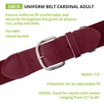 thumbnail image 2 of Champion Sports Baseball/Softball Uniform Belt - Comfort Stretch Fit Uniform Belt - Durable Syntex Tab - Adult: 22"-46" - Cardinal, 2 of 7
