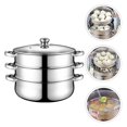 thumbnail image 2 of LEEYNEERSteamer Pot Cooking Steam Food Vegetable Momo Seafood Insert Pan Large Stainless Pots Steel Cookware Steaming Tier 3, 2 of 6