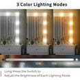 thumbnail image 5 of Yanosaku 11-Drawer Vanity Desk with Mirror, LED Bulbs, 3-Color Lighting, Glass Top, Dressing Table, 5 of 9