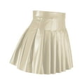 thumbnail image 4 of Faldas plisadas Prolriy para mujer, falda plisada de moda para mujer, falda de cuero de cintura alta, falda corta elegante sólida, faldas de mujer beige S, 4 of 6