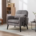thumbnail image 5 of Accent Chair Mid-Century Modern Chair with Pillow Upholstered Lounge Arm Chair with Solid Wood Frame & Soft Cushion for Living Room,Bedroom,Balcony,Light Gray, 5 of 5