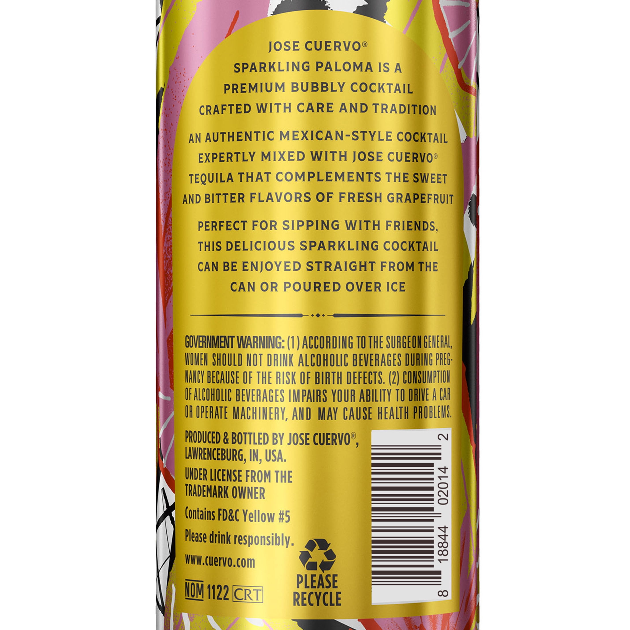 Jose Cuervo Sparkling Paloma Cocktail, 4 pack, 355 ml Cans, 8% ABV