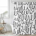 thumbnail image 4 of Black Abstract Swirls Bathroom Shower Curtains with 12 Hooks Polyester Waterproof Shower Curtain for Stalls and Bathtubs Minimalist Modern Decorative Bathroom Privacy Curtain 72x78 Inches, 4 of 9